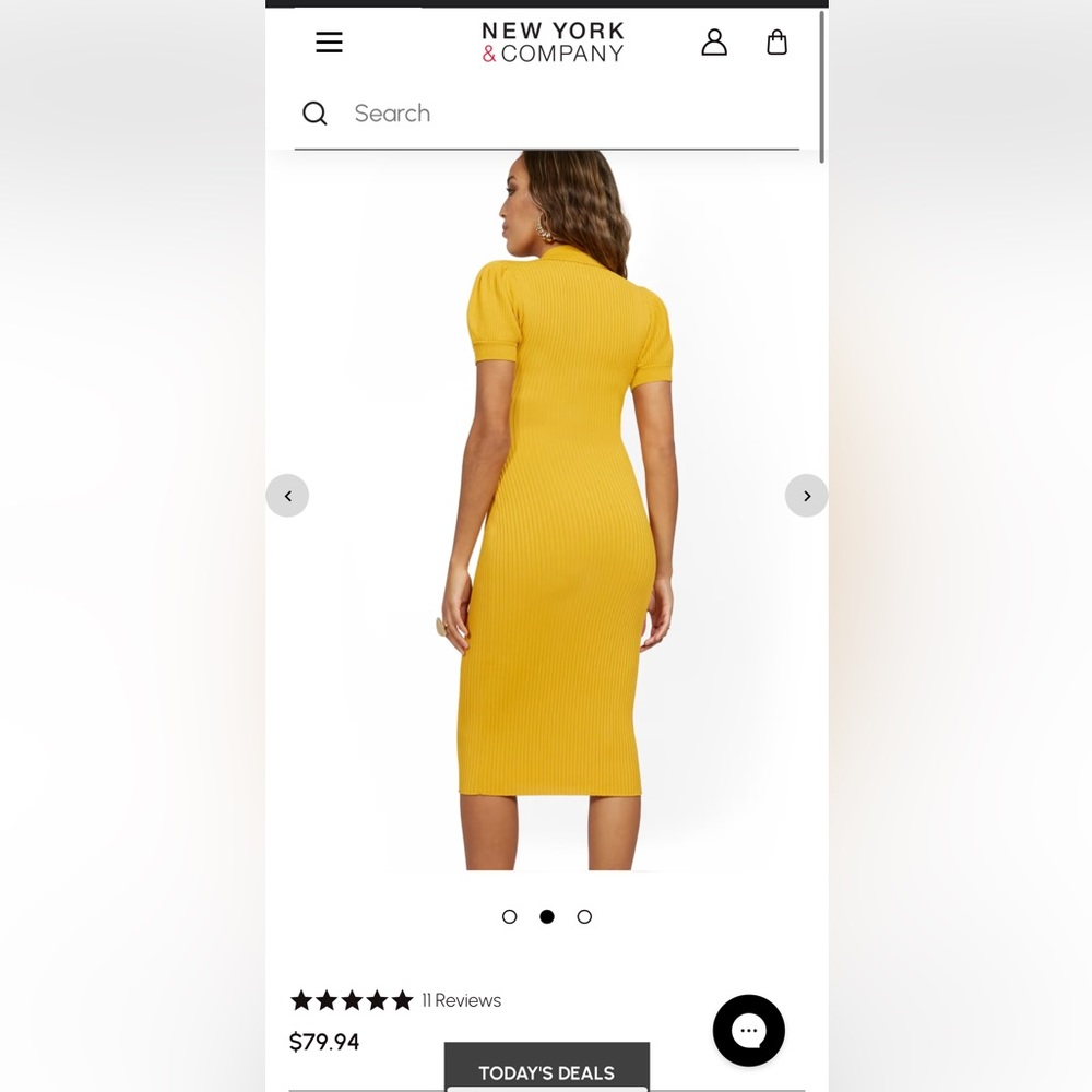 New York & Company Puff-Sleeve Polo Midi Sweater Dress - Picture 4 of 9